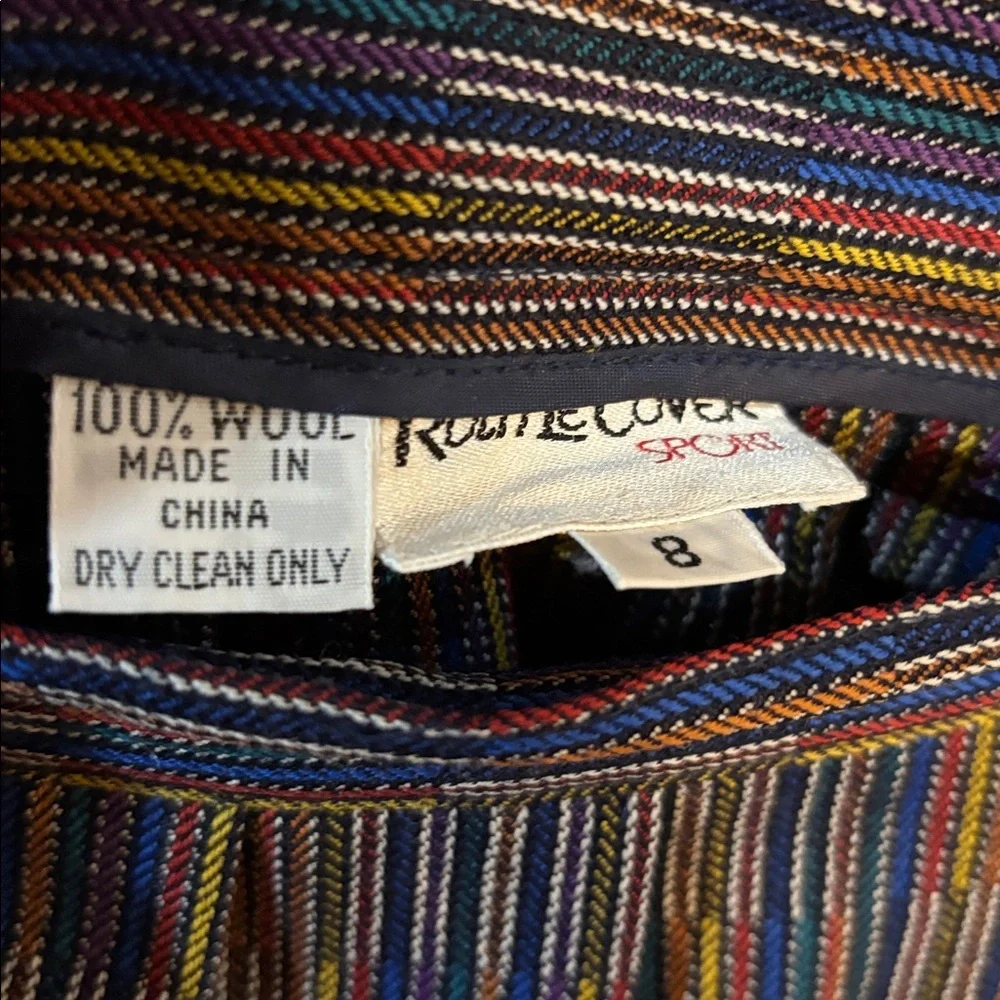 Vintage Roth Le Cover 100% Wool Academia Pleated Multicolor A-Line MIDI Skirt - Picture 5 of 6